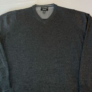 Nordstrom Men’s Shop V-Neck Sweater | Men’s XL | Charcoal Gray | 100% Extra Fine